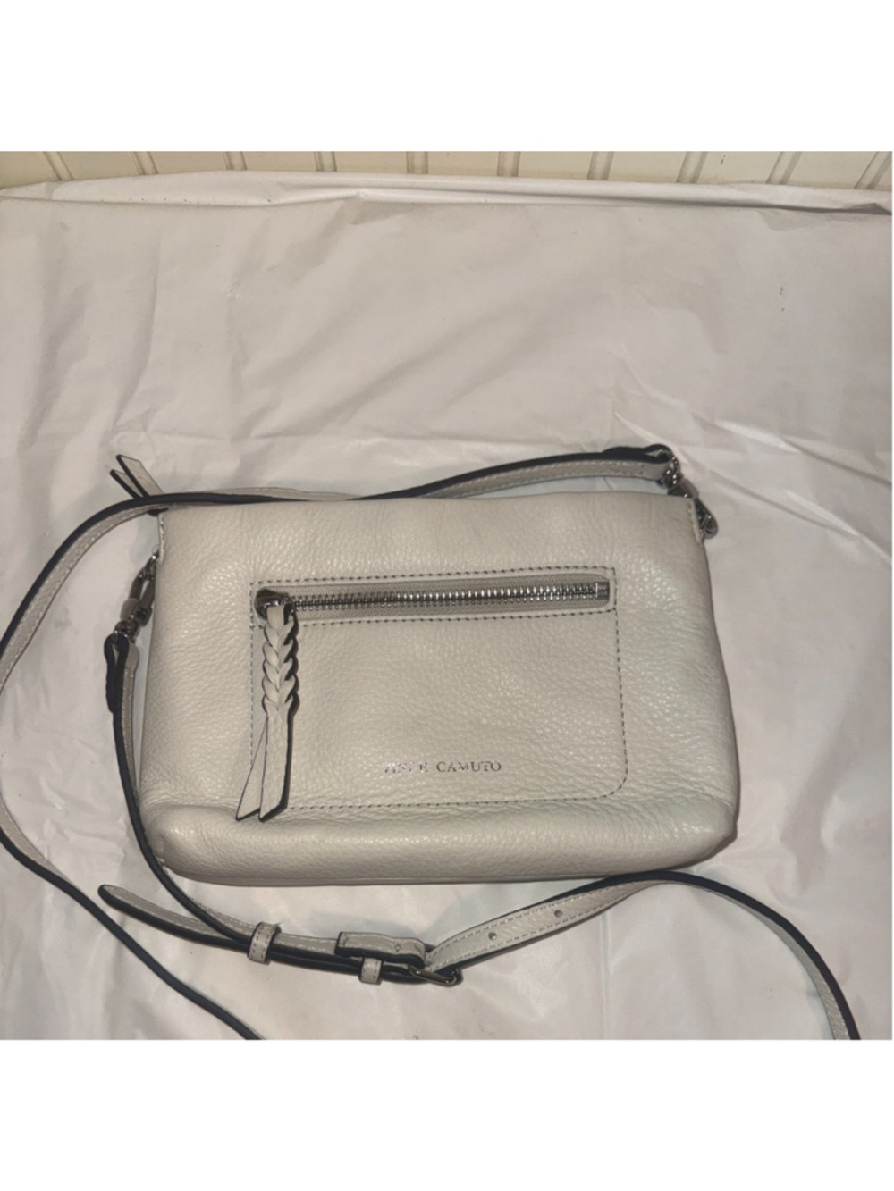 Vince Camuto Wilma Crossbody Bag Snow White Leather Built-in wallet